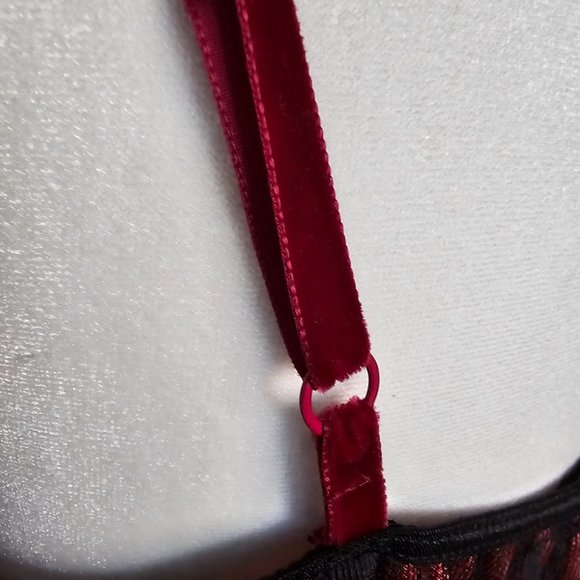 Moda International Top Lace Bustier Cami Spaghetti Strap Lace Red Women's Large - Picture 8 of 11